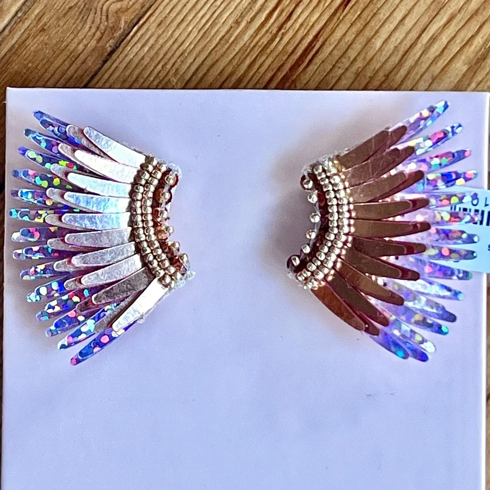 🌺🎉HP🎉🌺 NWT Mignonne Gavigan Mini Madeline Earrings Rose Gold Glitter - Picture 11 of 16